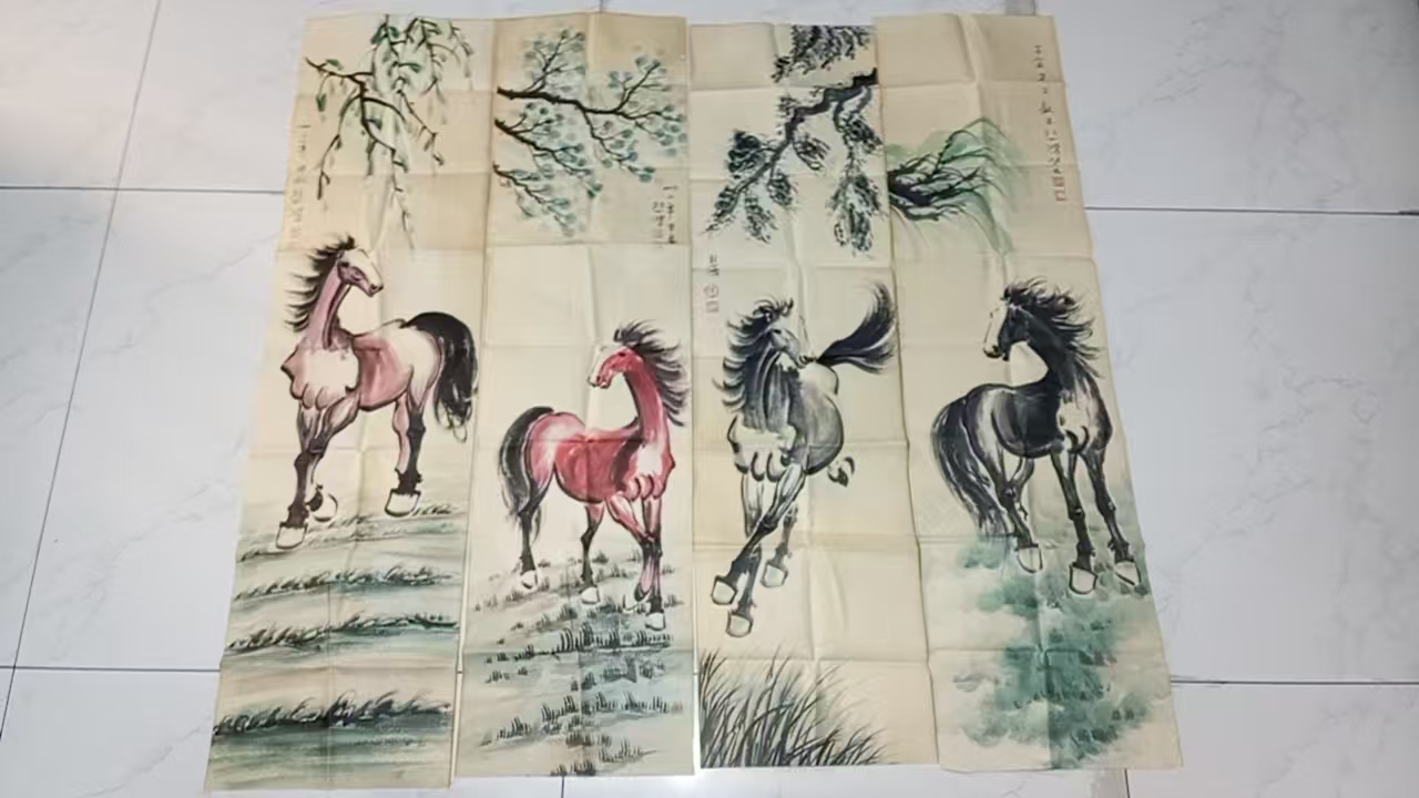 徐悲鸿《马》四条屏-嘉诚艺术