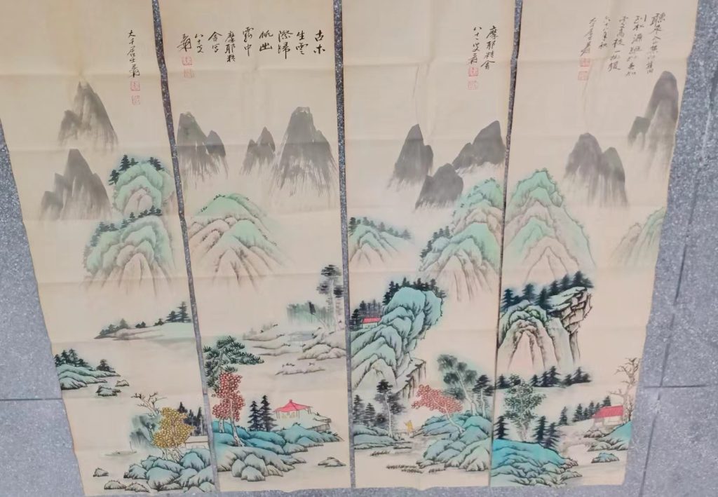 图片[1]-张大千《山水图》四条屏-嘉诚艺术