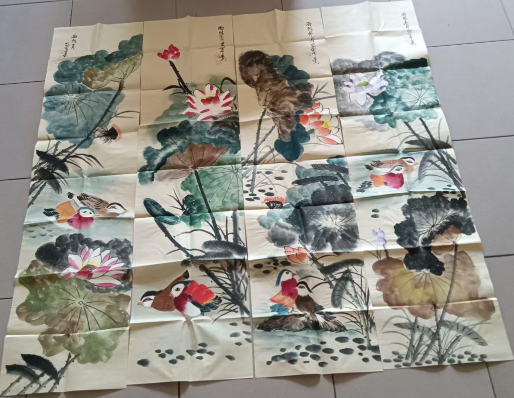 图片[1]-张大千《荷花鸳鸯图》-嘉诚艺术