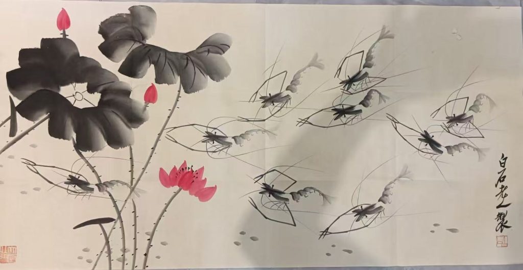 图片[1]-齐白石《荷香虾趣》-嘉诚艺术