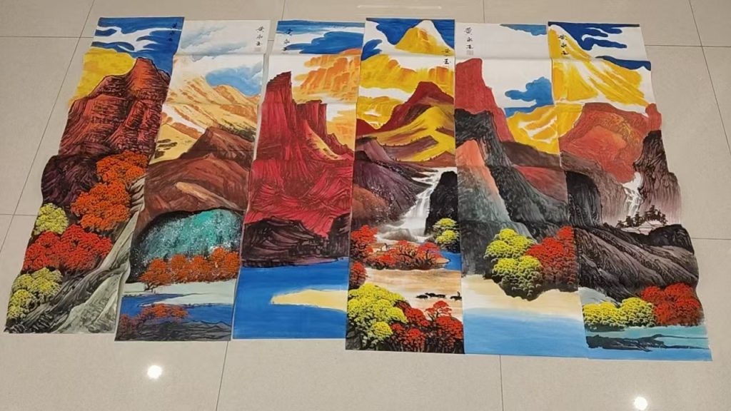 图片[2]-黄永玉《山河秀丽》十二条屏-嘉诚艺术