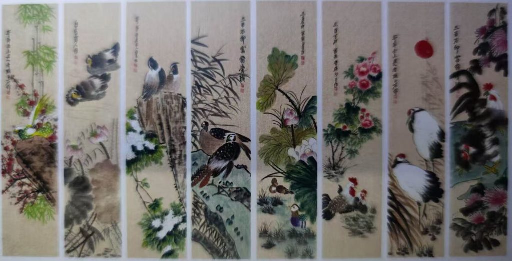 图片[1]-齐白石《花鸟图》八条屏-嘉诚艺术