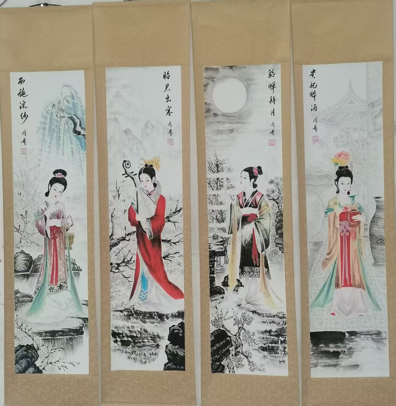 周艺《四大美人图》四条屏-嘉诚艺术