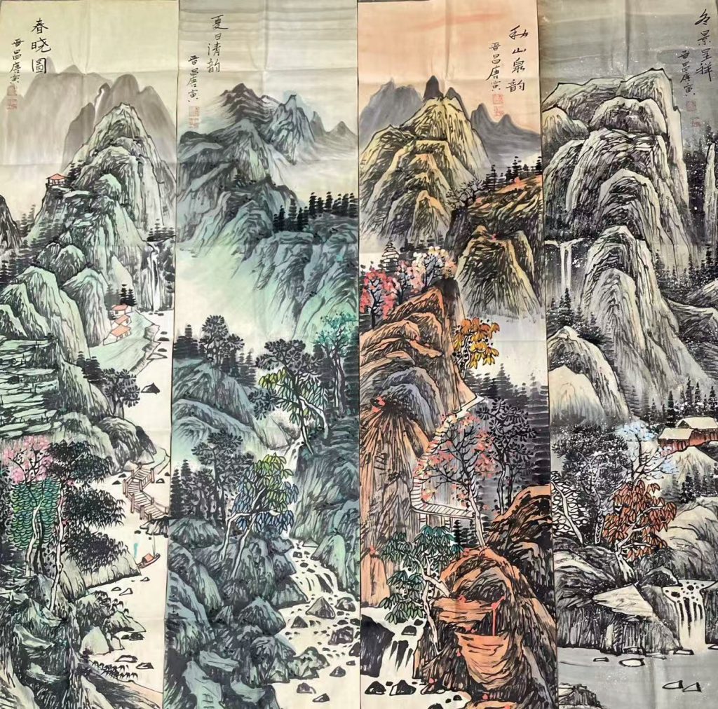 图片[1]-唐寅《春夏秋冬》四条屏-嘉诚艺术