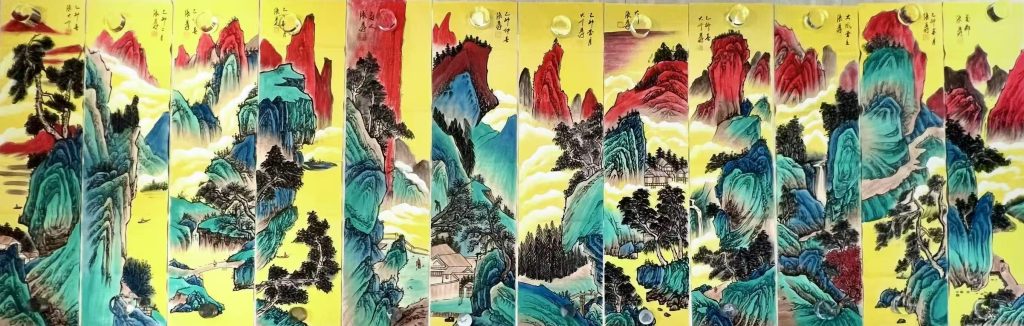 图片[1]-张大千《鸿运当头》十二条屏-嘉诚艺术