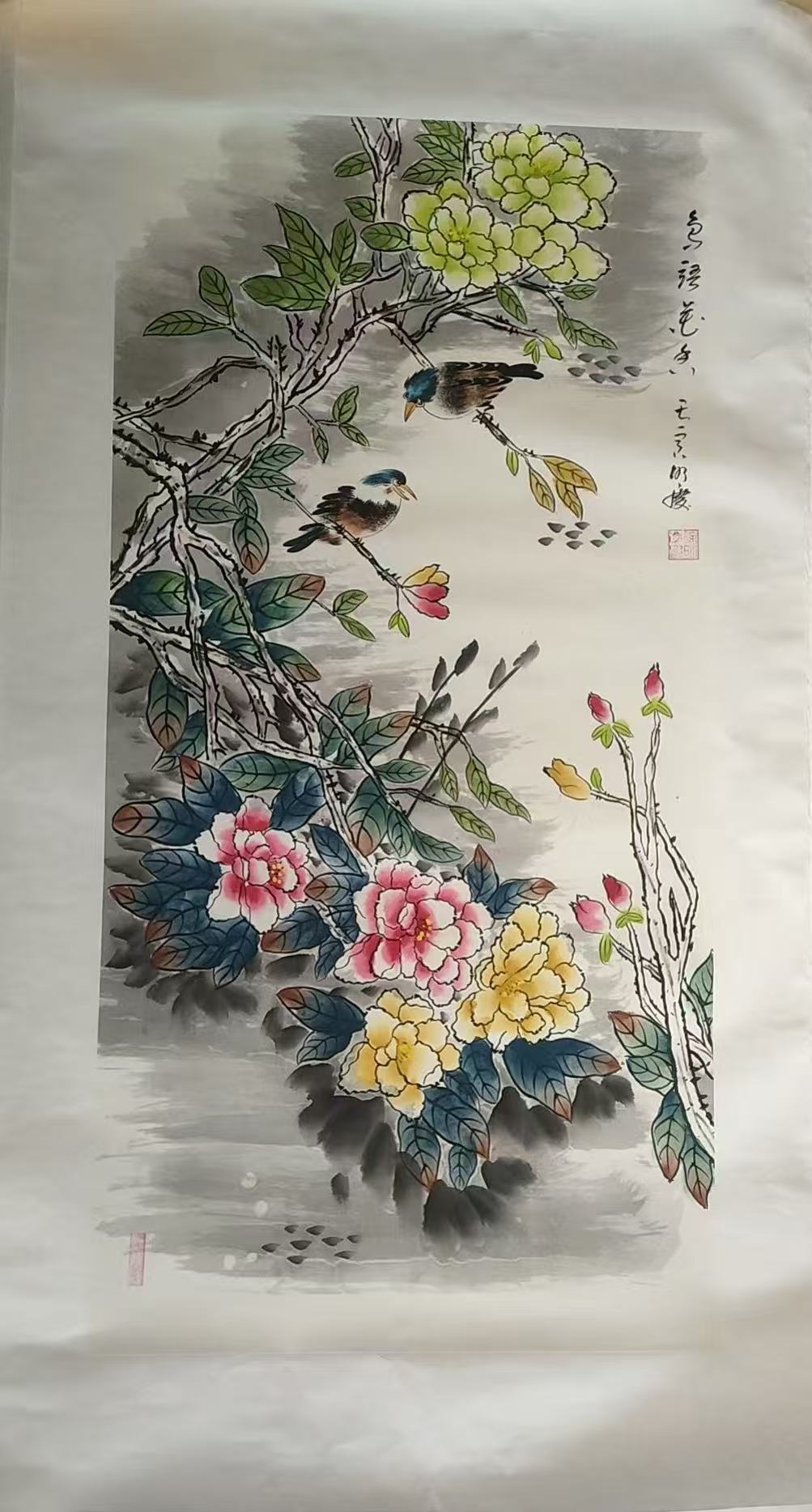 徐明庆《鸟语花香》-嘉诚艺术