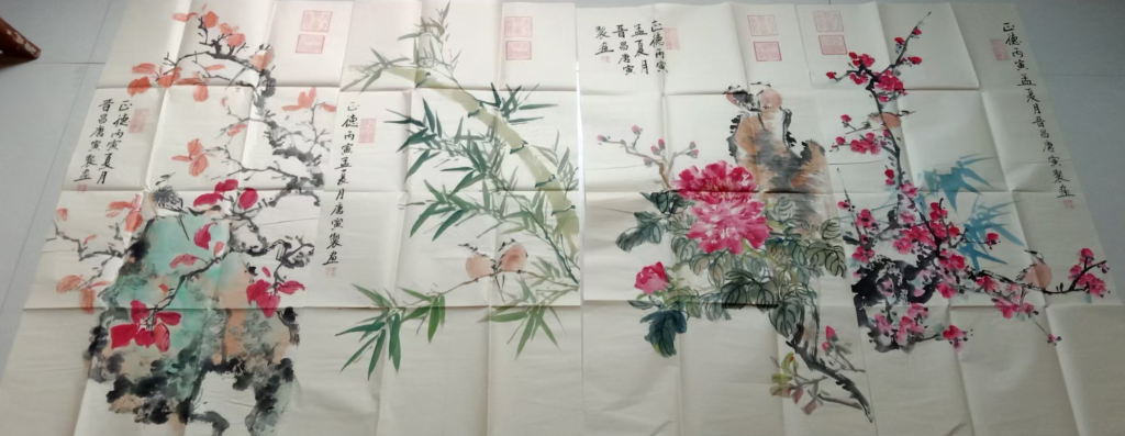 图片[1]-唐寅《梅兰竹菊》四条屏-嘉诚艺术