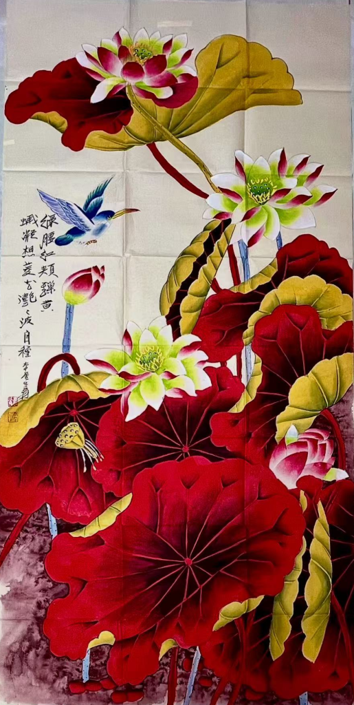 图片[1]-张大千《金荷送祥》-嘉诚艺术