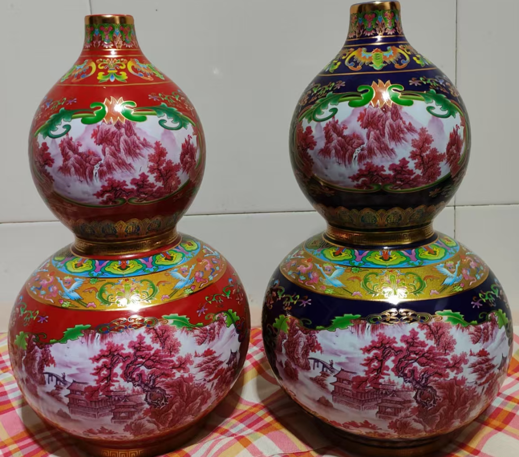 图片[1]-阿里萨里汗《鸿运当头描金福禄》一对-嘉诚艺术