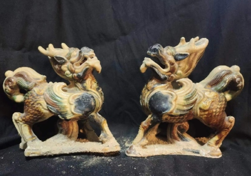唐三彩《瑞祥麒麟》一对-嘉诚艺术