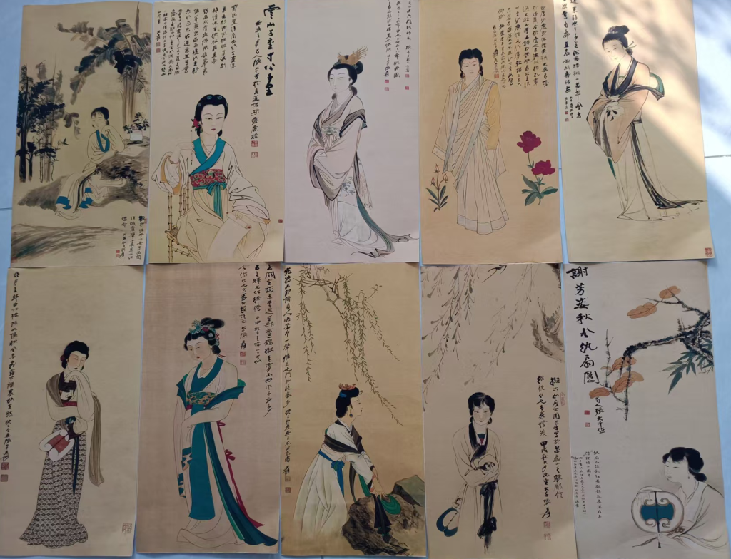 图片[1]-张大千《仕女图》十条屏-嘉诚艺术