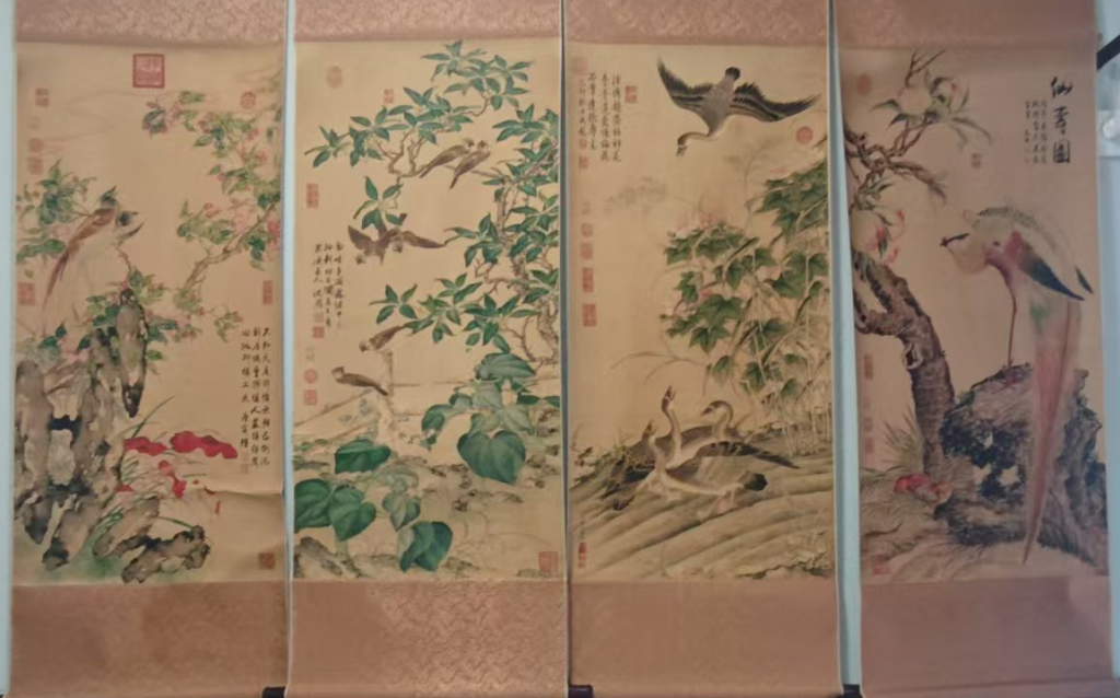 图片[1]-仇英、沈周、唐寅、文徽明《仙寿图》四条屏-嘉诚艺术