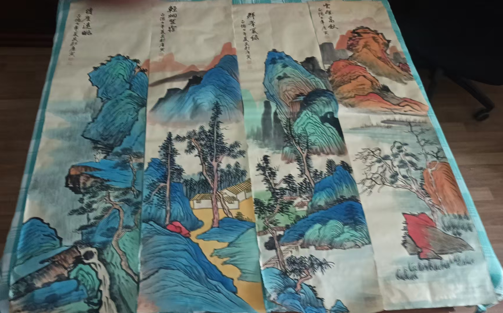 图片[1]-唐寅《山水图》四条屏-嘉诚艺术