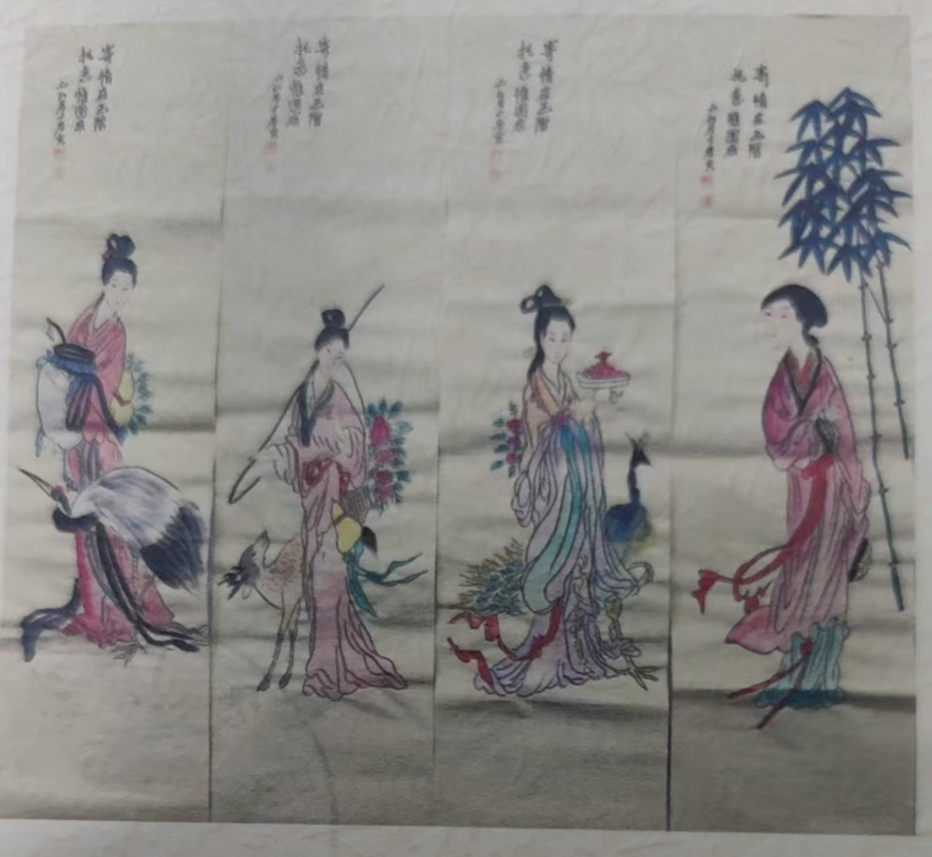 图片[1]-唐寅《美女图》四条屏-嘉诚艺术