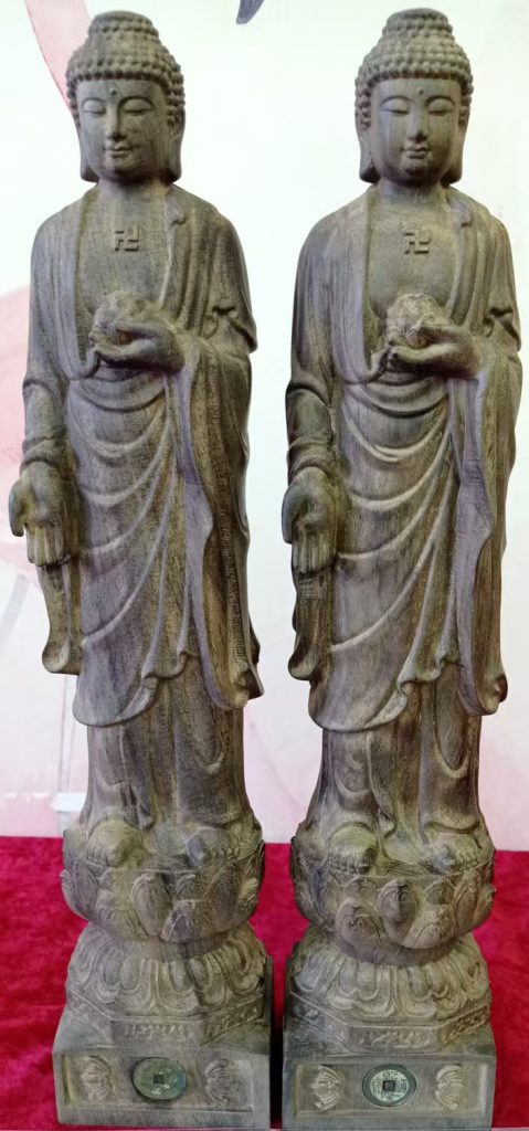 图片[1]-芽庄沉香木《佛像》一对-嘉诚艺术
