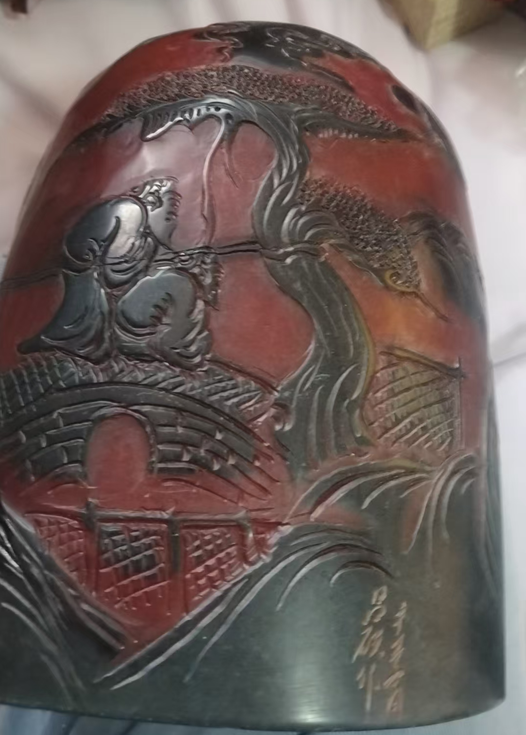 乌鸦皮老田黄雕刻印章-嘉诚艺术