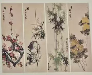郑板桥《梅兰竹菊》四条屏-嘉诚艺术