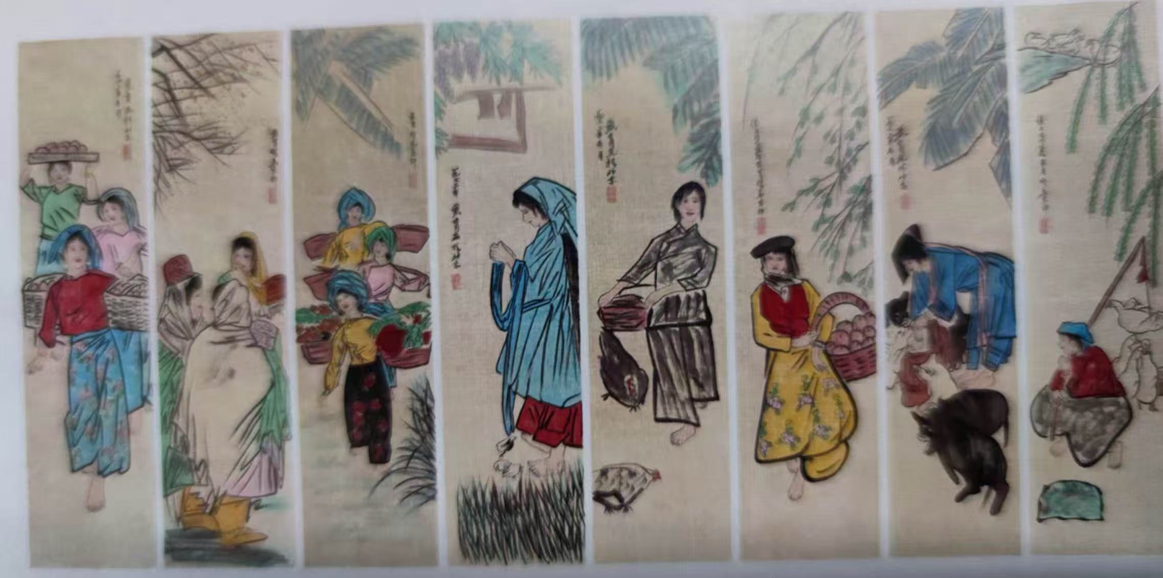 黄胄《民族风情》八条屏-嘉诚艺术
