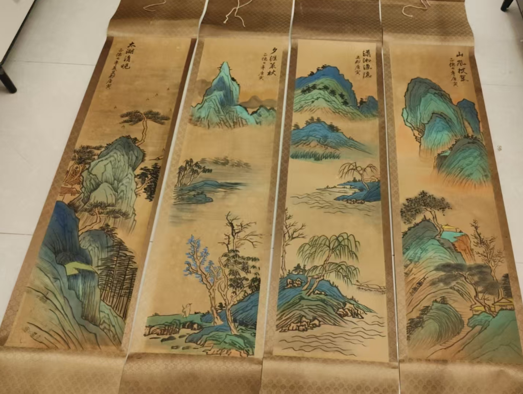 图片[1]-唐寅《山水图》四条屏-嘉诚艺术