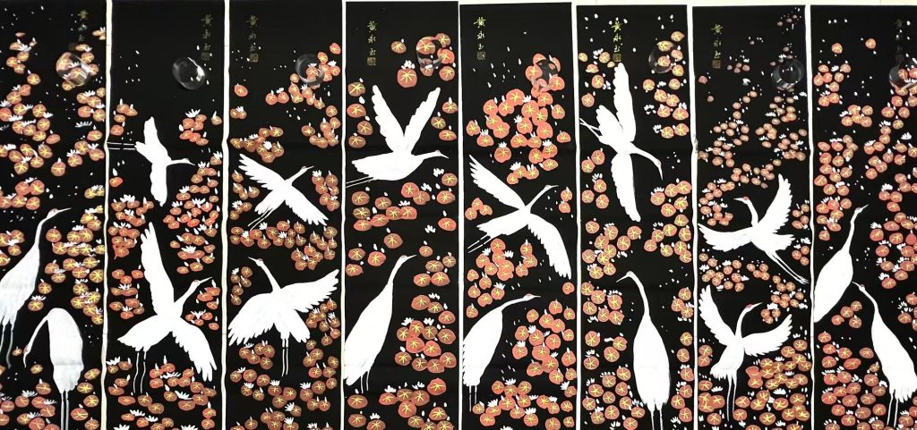 图片[1]-黄永玉《花鸟图》八条屏-嘉诚艺术