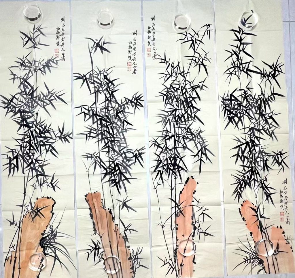 图片[1]-郑板桥《墨竹图》四条屏-嘉诚艺术