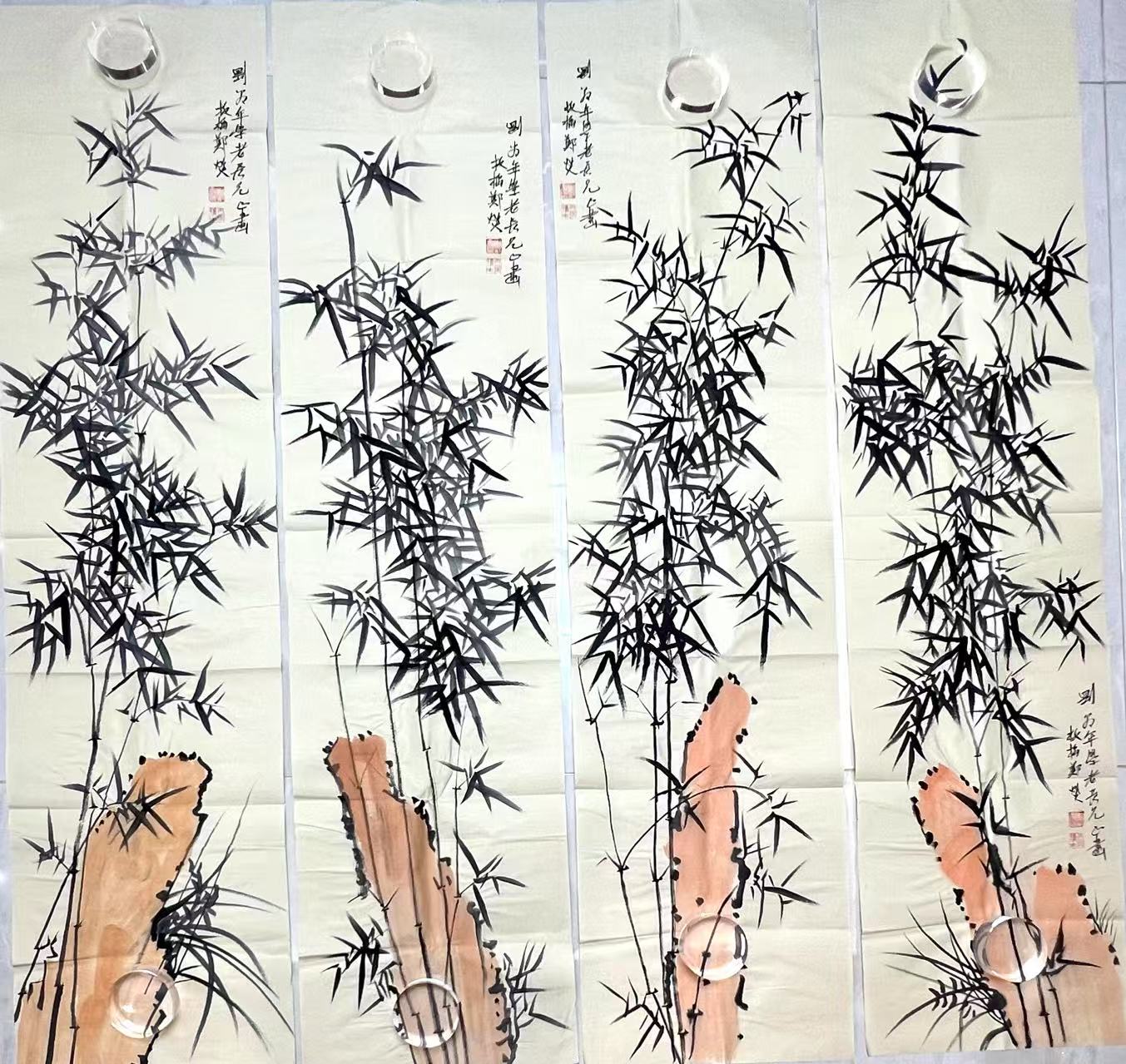 郑板桥《墨竹图》四条屏-嘉诚艺术