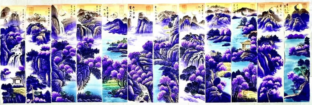 图片[1]-仇英《人间仙境》十二条屏-嘉诚艺术