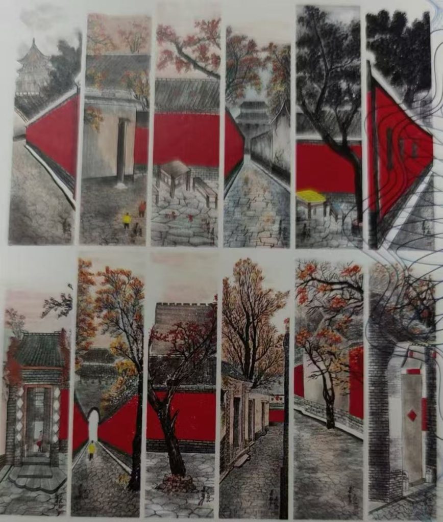 图片[1]-吴冠中《北京胡同》十二条屏-嘉诚艺术