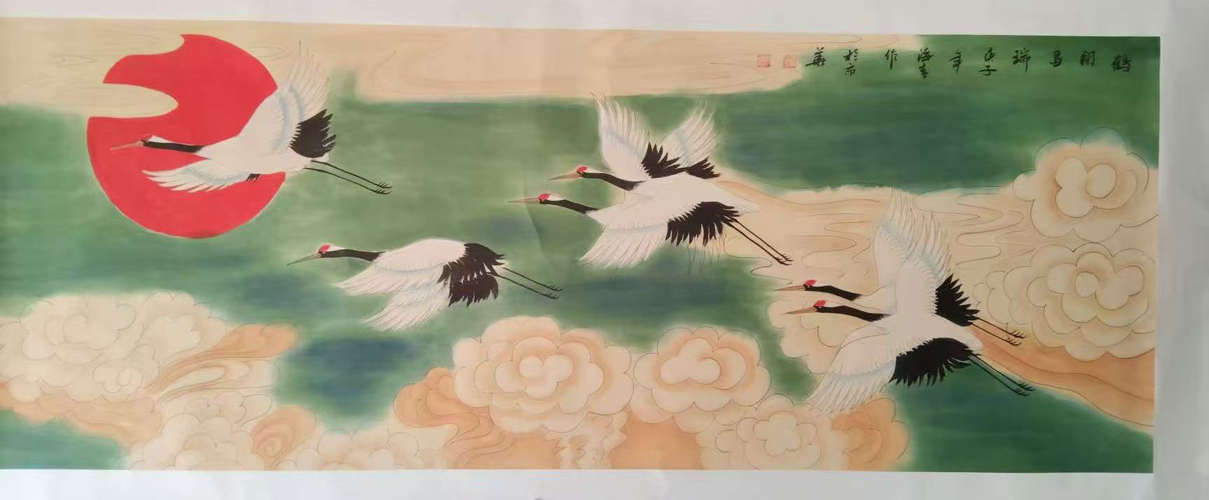 刘海青《鹤翔昌瑞》-嘉诚艺术