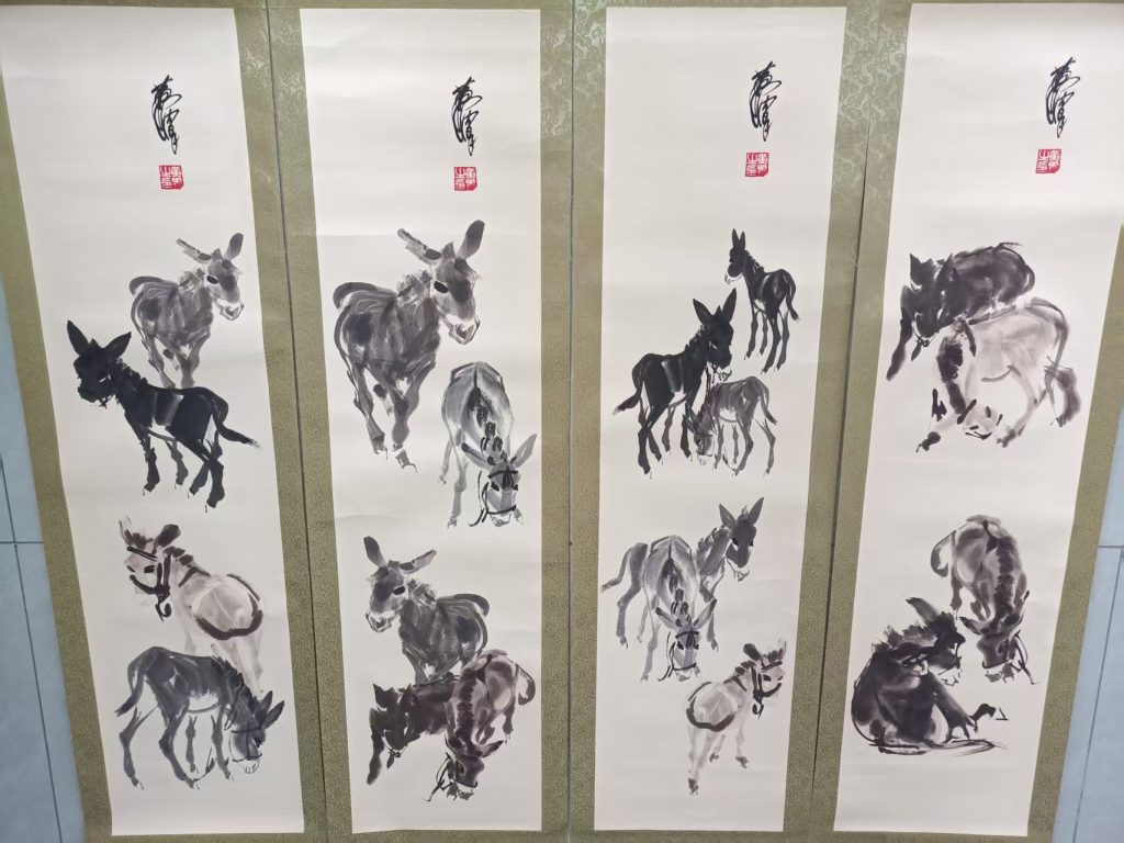 图片[1]-黄胄《群驴图》四条屏-嘉诚艺术