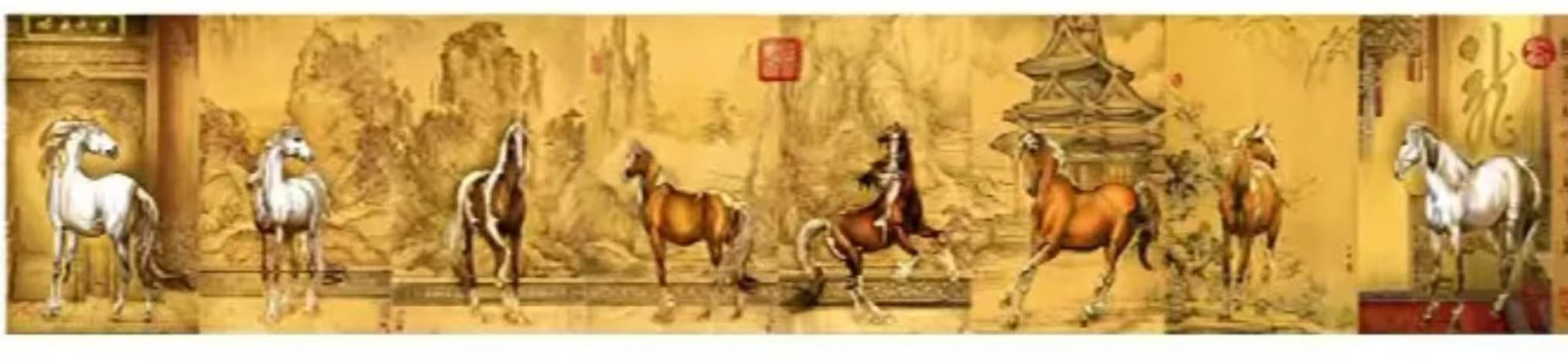乾隆年制《八骏图》刺绣-嘉诚艺术