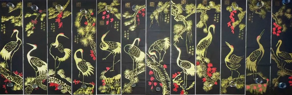图片[1]-郎世宁《松鹤延年》十二条屏-嘉诚艺术
