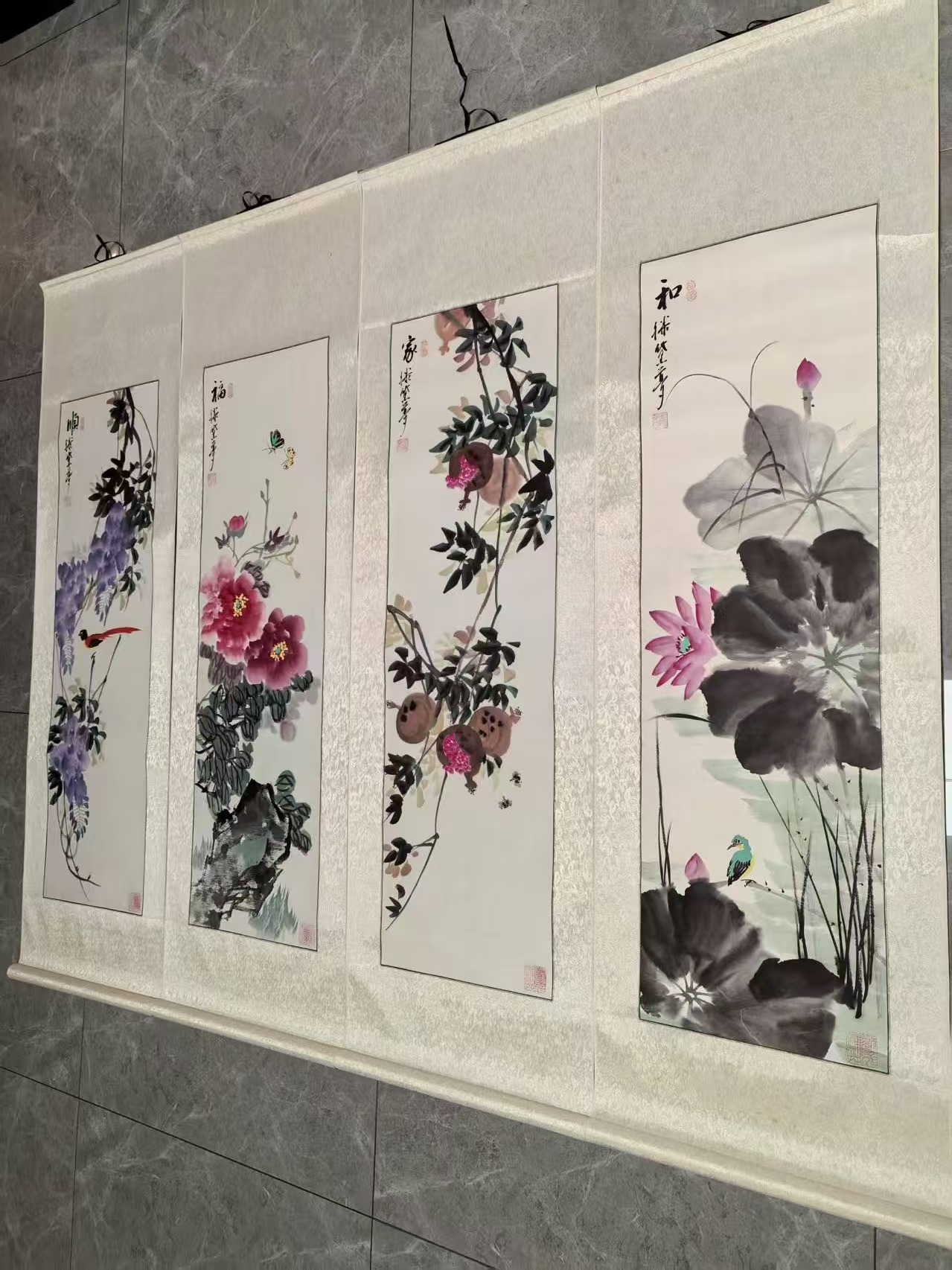 藤黛梦《和家福顺》四条屏-嘉诚艺术