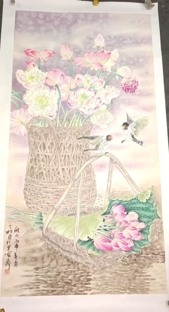 图片[1]-丁松杰《花鸟图》-嘉诚艺术