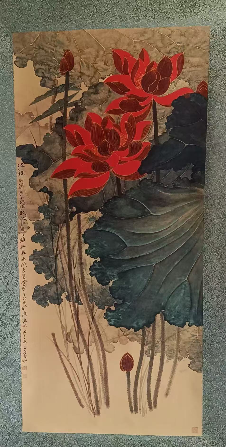 张大千《金线荷花》-嘉诚艺术