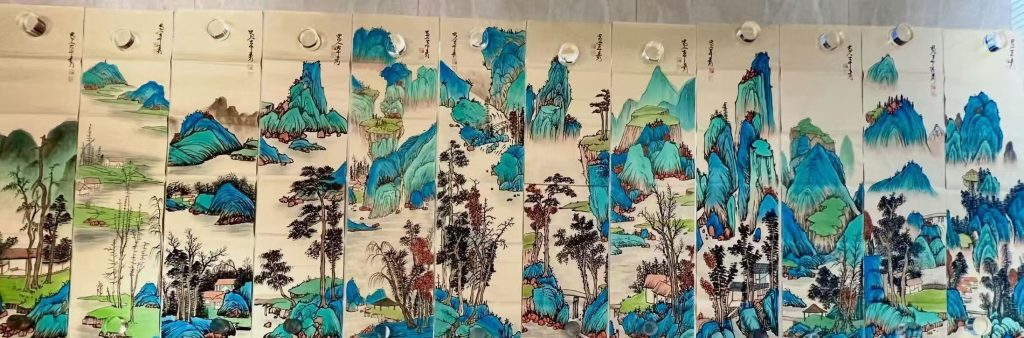图片[1]-张大千《山水图》十二条屏-嘉诚艺术