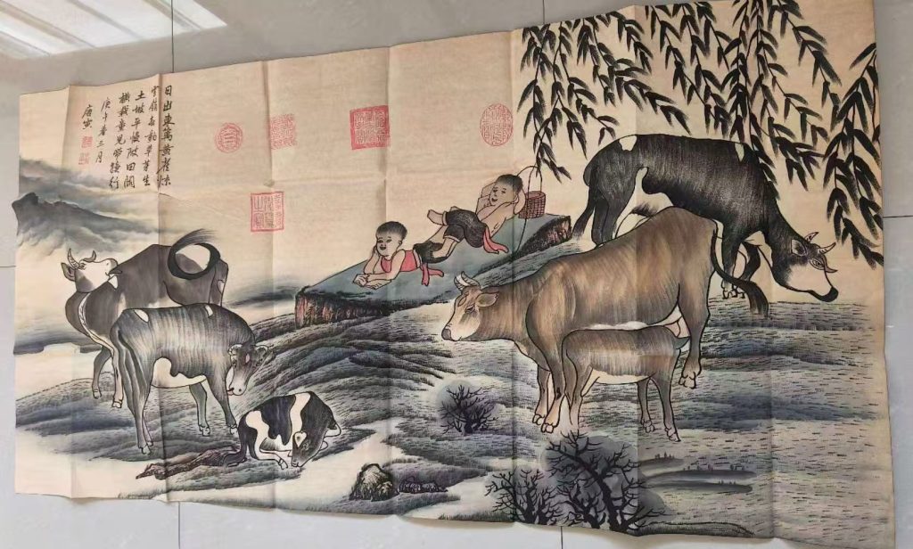 图片[1]-唐寅《牧牛图》-嘉诚艺术