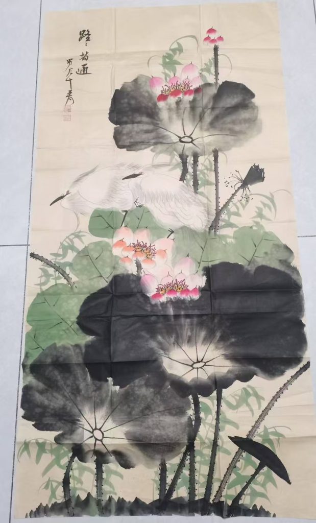 图片[1]-张大千《荷花图》-嘉诚艺术