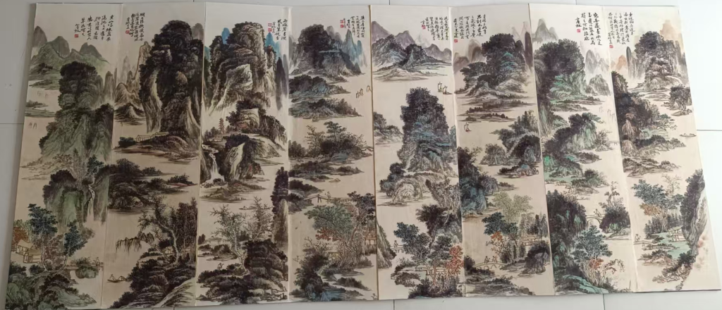 图片[1]-黄宾虹《江南春景屏》八条屏-嘉诚艺术