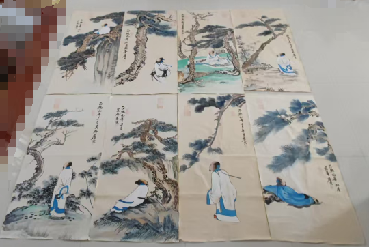 唐寅《人物图》八条屏-嘉诚艺术