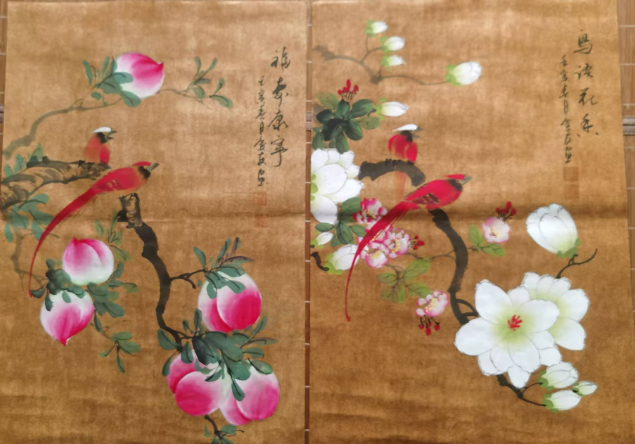 李庆友《鸟语花香》一对-嘉诚艺术