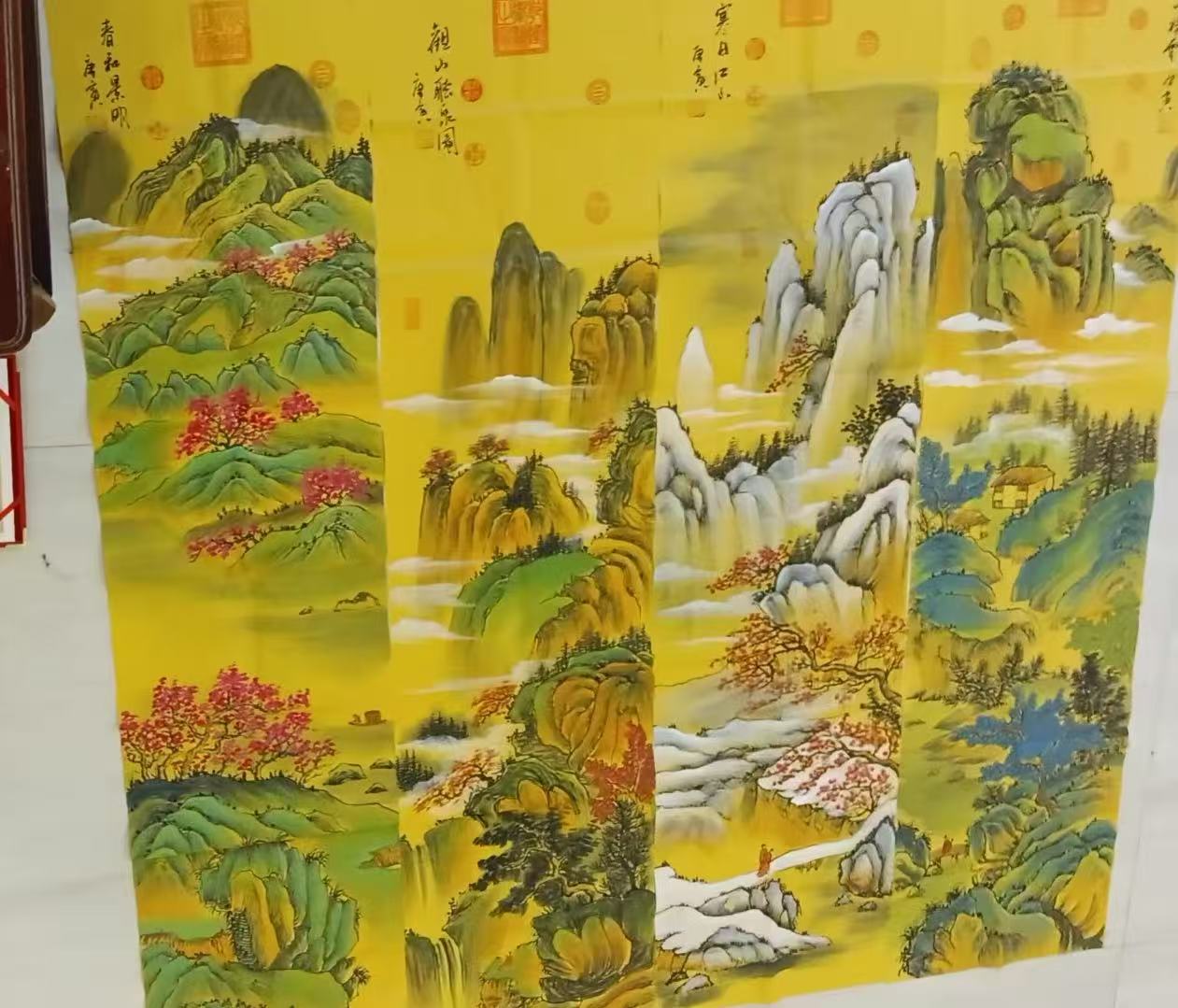 唐寅《山水图》四条屏-嘉诚艺术