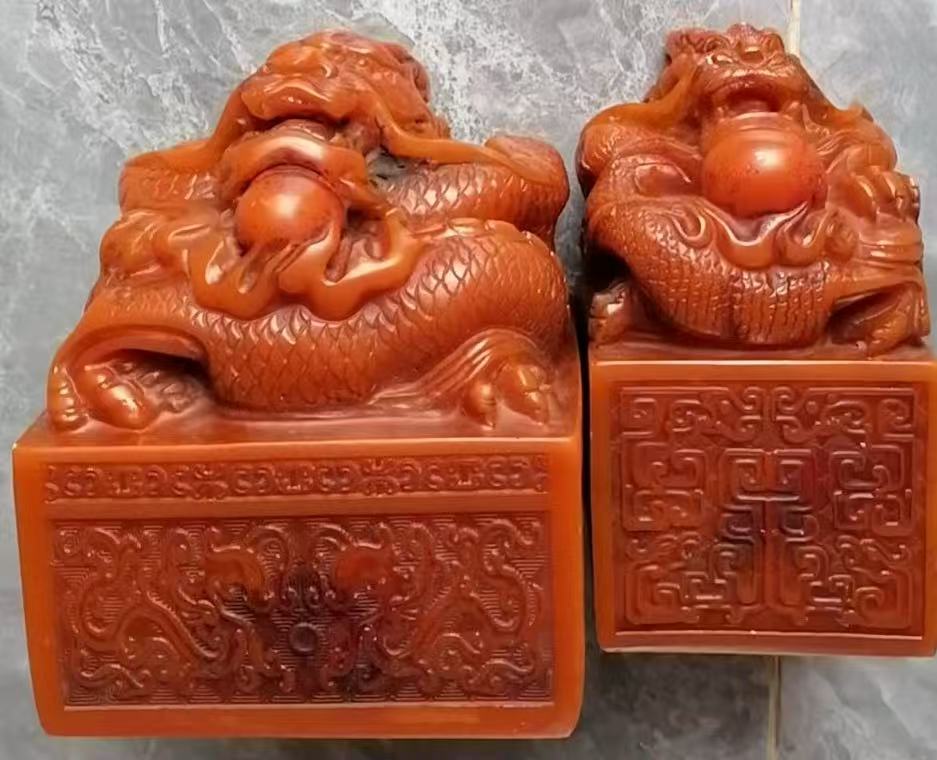寿山田黄《瑞兽印章》*2-嘉诚艺术