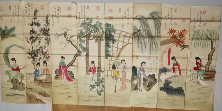 唐寅《美人图》八条屏-嘉诚艺术