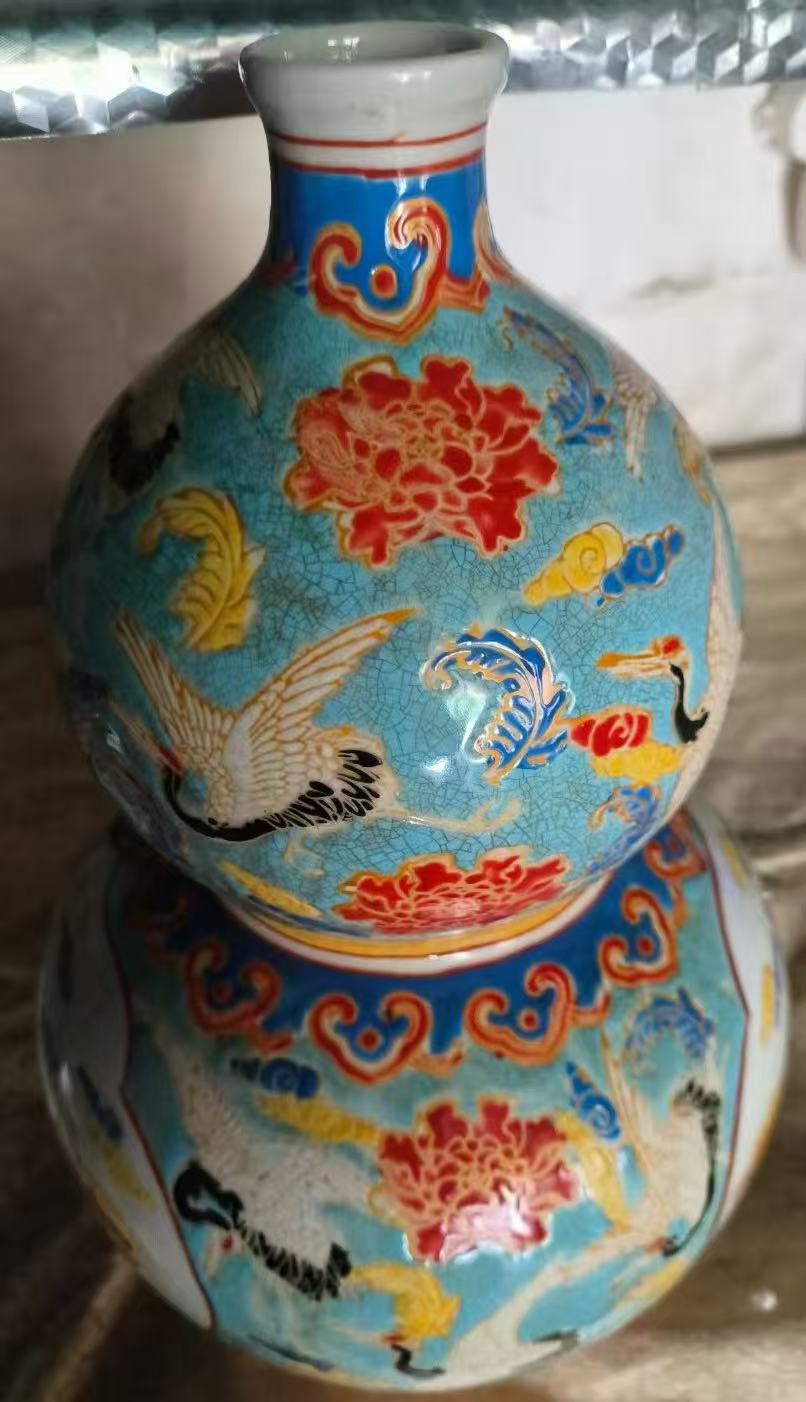 乾隆年制御制《珐琅彩仙鹤纹葫芦瓶》-嘉诚艺术