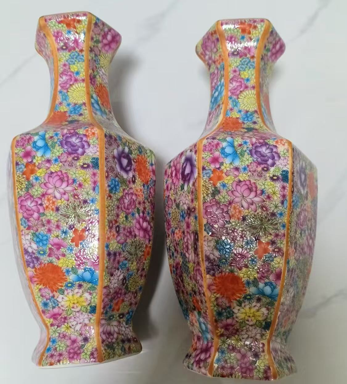 乾隆年制《珐琅彩百花六方瓶》一对-嘉诚艺术