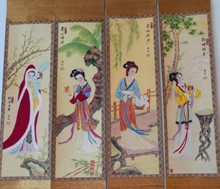 唐寅《四大美人》四条屏-嘉诚艺术