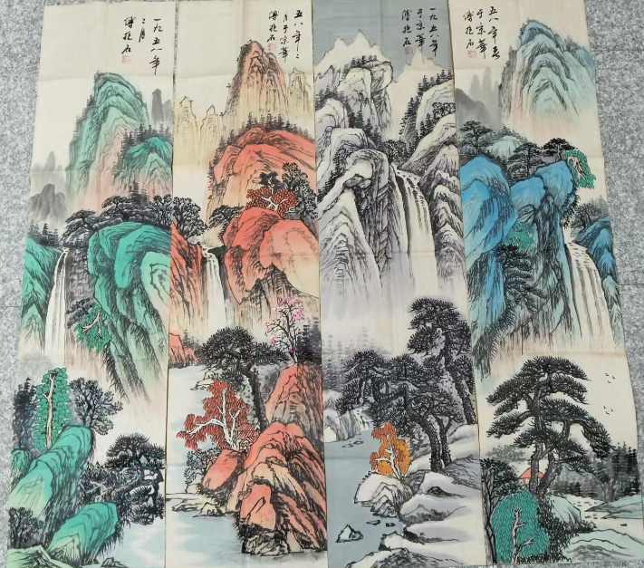 傅抱石《春夏秋冬》四条屏-嘉诚艺术