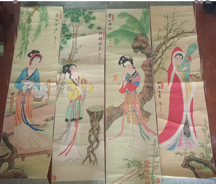 唐寅《四大美人》四条屏-嘉诚艺术