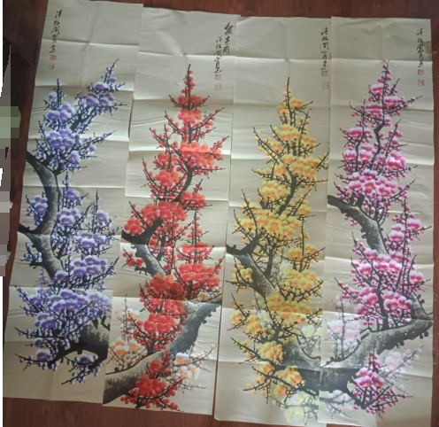 关山月《梅花春夏秋冬》四条屏-嘉诚艺术